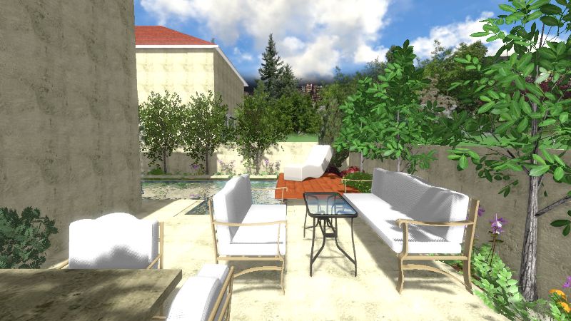 הדמיית עיצוב גינה עם בריכה בהרצליה